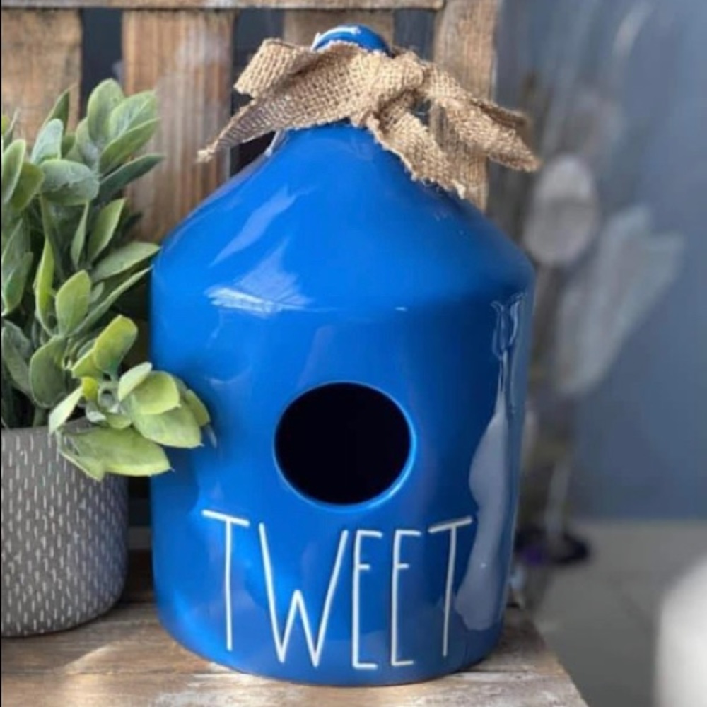 Rae Dunn blue tweet birdhouse